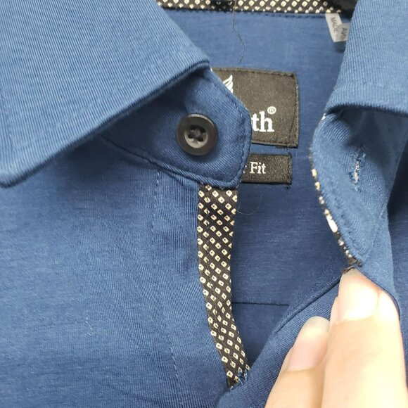 Buttercloth Mens M Regular Fit Icy Cotton Blue Short Sleeve Polo Shirt Casual - Picture 5 of 12